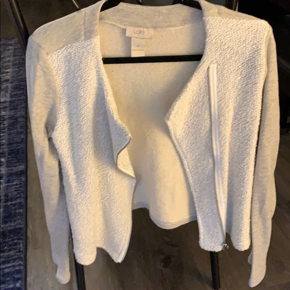 White and Gray Zipped Sweater